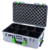 Pelican 1535 Air Case, Silver with Lime Green Handles & Latches TrekPak Divider System with Convoluted Lid Foam ColorCase 015350-0020-180-301