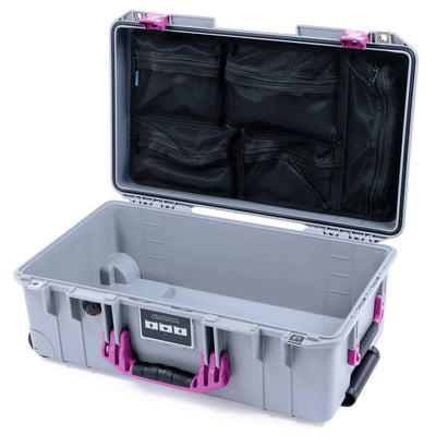 Pelican 1535 Air Case, Silver with Magenta Handles & Latches Mesh Lid Organizer Only ColorCase 015350-0100-180-401