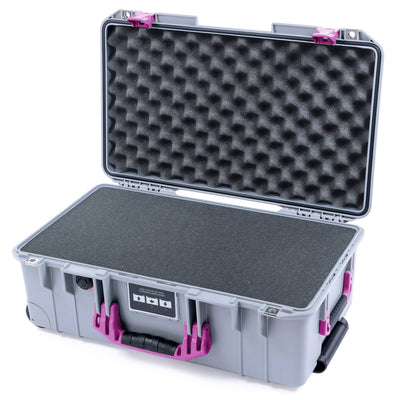 Pelican 1535 Air Case, Silver with Magenta Handles & Latches Pick & Pluck Foam with Convoluted Lid Foam ColorCase 015350-0001-180-401