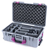 Pelican 1535 Air Case, Silver with Magenta Handles & Latches Gray Padded Microfiber Dividers with Convoluted Lid Foam ColorCase 015350-0070-180-401