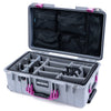 Pelican 1535 Air Case, Silver with Magenta Handles & Latches Gray Padded Microfiber Dividers with Mesh Lid Organizer ColorCase 015350-0170-180-401