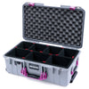 Pelican 1535 Air Case, Silver with Magenta Handles & Latches TrekPak Divider System with Convoluted Lid Foam ColorCase 015350-0020-180-401