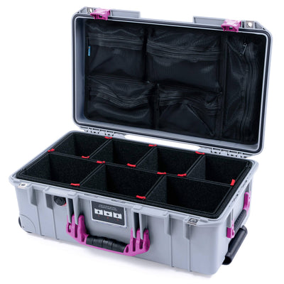 Pelican 1535 Air Case, Silver with Magenta Handles & Latches TrekPak Divider System with Mesh Lid Organizer ColorCase 015350-0120-180-401