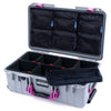 Pelican 1535 Air Case, Silver with Magenta Handles & Latches TrekPak Divider System with 7-Piece Removable Mesh Pouches ColorCase 015350-0720-180-401