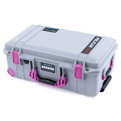 Pelican 1535 Air Case, Silver with Magenta Handles, Latches & Trolley