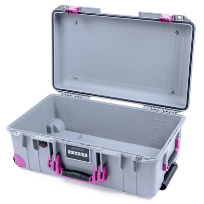 Pelican 1535 Air Case, Silver with Magenta Handles, Latches & Trolley