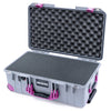 Pelican 1535 Air Case, Silver with Magenta Handles, Latches & Trolley Pick & Pluck Foam with Convoluted Lid Foam ColorCase 015350-0001-180-401-400