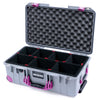 Pelican 1535 Air Case, Silver with Magenta Handles, Latches & Trolley