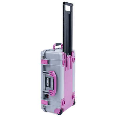 Pelican 1535 Air Case, Silver with Magenta Handles, Latches & Trolley ColorCase