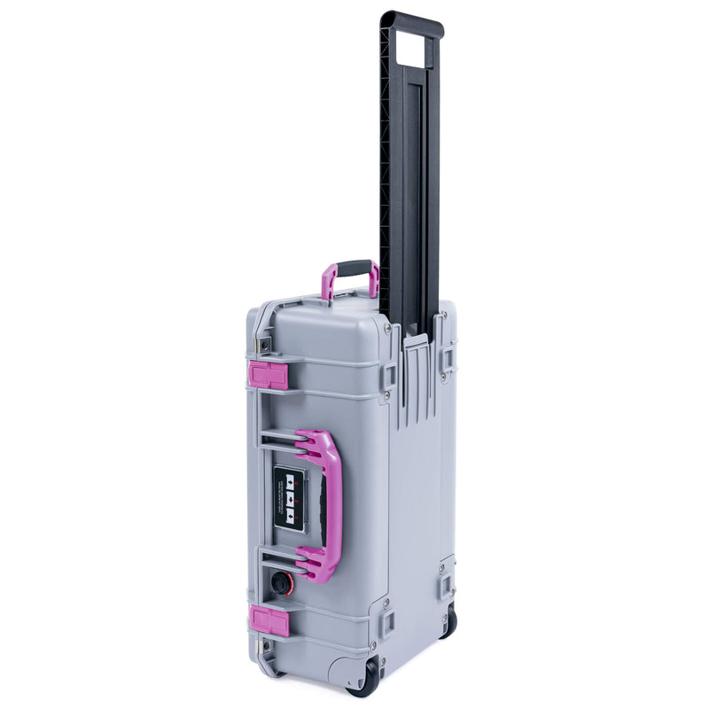 Pelican 1535 Air Case, Silver with Magenta Handles & Latches ColorCase 