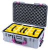 Pelican 1535 Air Case, Silver with Magenta Handles & Latches Yellow Padded Microfiber Dividers with Convoluted Lid Foam ColorCase 015350-0010-180-401