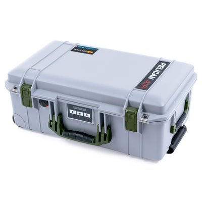 Pelican 1535 Air Case, Silver with OD Green Handles & Latches ColorCase