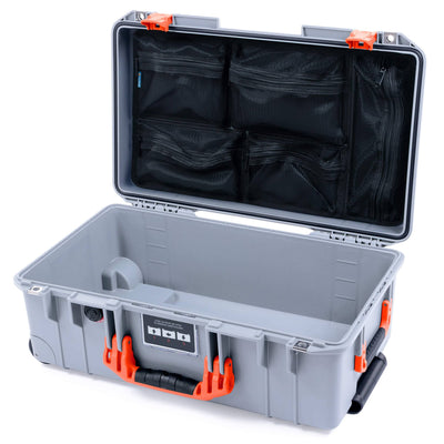 Pelican 1535 Air Case, Silver with Orange Handles & Latches Mesh Lid Organizer Only ColorCase 015350-0100-180-151