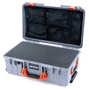 Pelican 1535 Air Case, Silver with Orange Handles & Latches Pick & Pluck Foam with Mesh Lid Organizer ColorCase 015350-0101-180-151