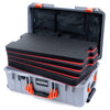 Pelican 1535 Air Case, Silver with Orange Handles & Latches Custom Tool Kit (4 Foam Inserts with Mesh Lid Organizer) ColorCase 015350-0160-180-151