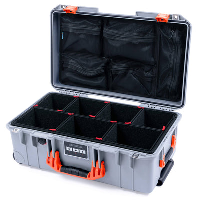 Pelican 1535 Air Case, Silver with Orange Handles & Latches TrekPak Divider System with Mesh Lid Organizer ColorCase 015350-0120-180-151