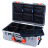 Pelican 1535 Air Case, Silver with Orange Handles & Latches TrekPak Divider System with 7-Piece Removable Mesh Pouches ColorCase 015350-0720-180-151