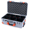 Pelican 1535 Air Case, Silver with Orange Handles, Latches & Trolley TrekPak Divider System with Convoluted Lid Foam ColorCase 015350-0020-180-151-150