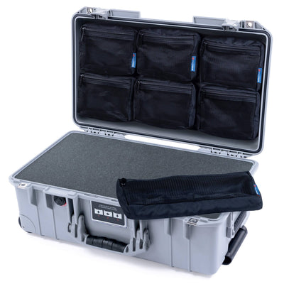 Pelican 1535 Air Case, Silver Pick & Pluck Foam with 7-Piece Removable Mesh Pouches ColorCase 015350-0701-180-181