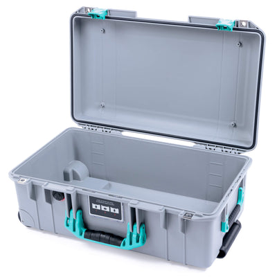 Pelican 1535 Air Case, Silver with Teal Handles & Latches None (Case Only) ColorCase 015350-0000-180-591