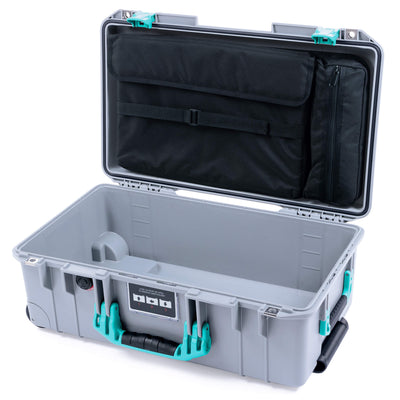 Pelican 1535 Air Case, Silver with Teal Handles & Latches Laptop Computer Lid Pouch Only ColorCase 015350-0200-180-591