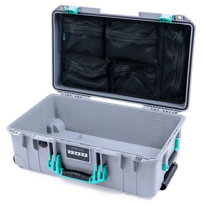 Pelican 1535 Air Case, Silver with Teal Handles & Latches