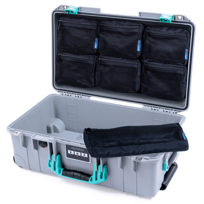 Pelican 1535 Air Case, Silver with Teal Handles & Latches 7-Piece Removable Mesh Pouches Only ColorCase 015350-0700-180-591