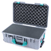 Pelican 1535 Air Case, Silver with Teal Handles & Latches Pick & Pluck Foam with Convoluted Lid Foam ColorCase 015350-0001-180-591