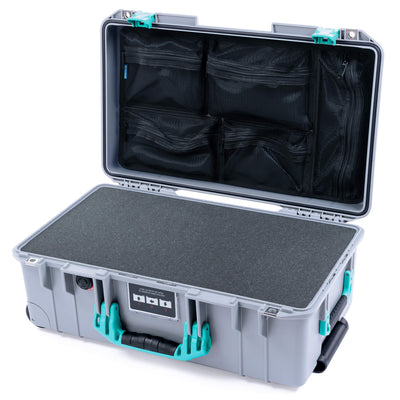 Pelican 1535 Air Case, Silver with Teal Handles & Latches