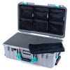 Pelican 1535 Air Case, Silver with Teal Handles & Latches