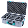 Pelican 1535 Air Case, Silver with Teal Handles & Latches