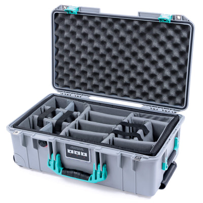 Pelican 1535 Air Case, Silver with Teal Handles & Latches