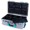 Pelican 1535 Air Case, Silver with Teal Handles & Latches TrekPak Divider System with 7-Piece Removable Mesh Pouches ColorCase 015350-0720-180-591