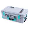 Pelican 1535 Air Case, Silver with Teal Handles, Latches & Trolley ColorCase