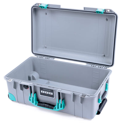 Pelican 1535 Air Case, Silver with Teal Handles, Latches & Trolley None (Case Only) ColorCase 015350-0000-180-591-590