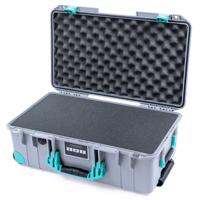 Pelican 1535 Air Case, Silver with Teal Handles, Latches & Trolley Pick & Pluck Foam with Convoluted Lid Foam ColorCase 015350-0001-180-591-590