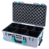 Pelican 1535 Air Case, Silver with Teal Handles, Latches & Trolley TrekPak Divider System with Convoluted Lid Foam ColorCase 015350-0020-180-591-590