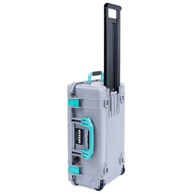 Pelican 1535 Air Case, Silver with Teal Handles & Latches ColorCase