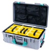 Pelican 1535 Air Case, Silver with Teal Handles & Latches Yellow Padded Microfiber Dividers with Mesh Lid Organizer ColorCase 015350-0110-180-591