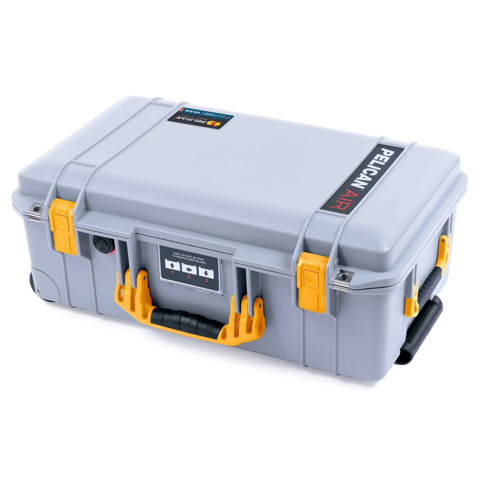 Pelican 1535 Air Case, Silver with Yellow Handles & Latches ColorCase 