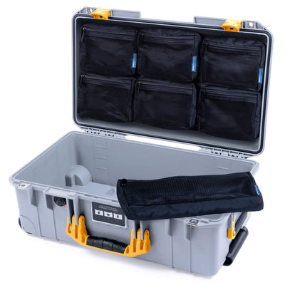 Pelican 1535 Air Case, Silver with Yellow Handles & Latches 7-Piece Removable Mesh Pouches Only ColorCase 015350-0700-180-241