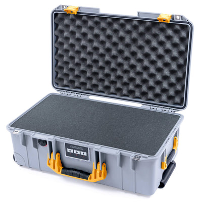 Pelican 1535 Air Case, Silver with Yellow Handles & Latches Pick & Pluck Foam with Convoluted Lid Foam ColorCase 015350-0001-180-241