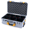 Pelican 1535 Air Case, Silver with Yellow Handles & Latches TrekPak Divider System with Convoluted Lid Foam ColorCase 015350-0020-180-241