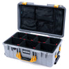 Pelican 1535 Air Case, Silver with Yellow Handles & Latches TrekPak Divider System with Mesh Lid Organizer ColorCase 015350-0120-180-241