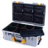 Pelican 1535 Air Case, Silver with Yellow Handles & Latches TrekPak Divider System with 7-Piece Removable Mesh Pouches ColorCase 015350-0720-180-241