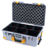 Pelican 1535 Air Case, Silver with Yellow Handles, Latches & Trolley TrekPak Divider System with Convoluted Lid Foam ColorCase 015350-0020-180-241-240