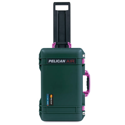 Pelican 1535 Air Case, Trekking Green with Magenta Handles, Latches & Trolley ColorCase