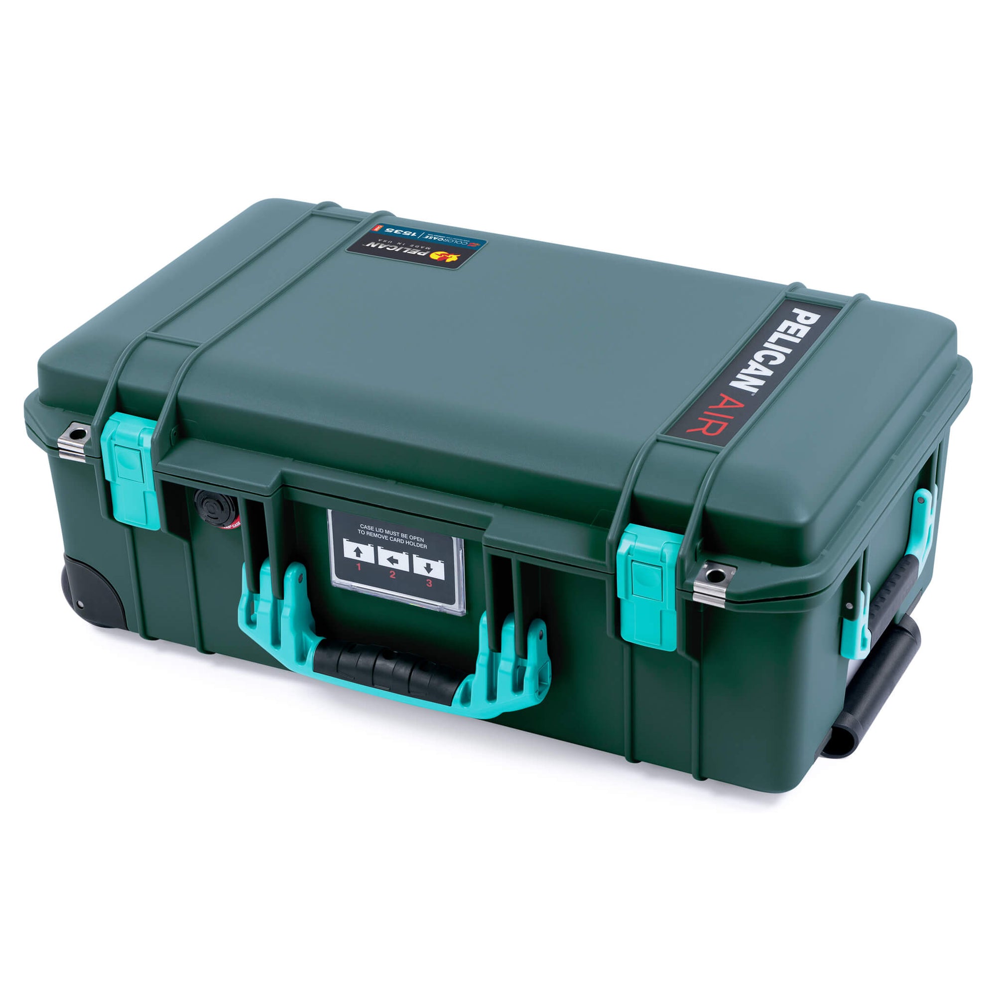 Pelican 1535 Air Case, Trekking Green with Teal Handles & Latches ColorCase 