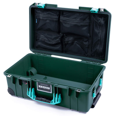 Pelican 1535 Air Case, Trekking Green with Teal Handles & Latches Mesh Lid Organizer Only ColorCase 015350-0100-550-591