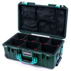 Pelican 1535 Air Case, Trekking Green with Teal Handles & Latches TrekPak Divider System with Mesh Lid Organizer ColorCase 015350-0120-550-591